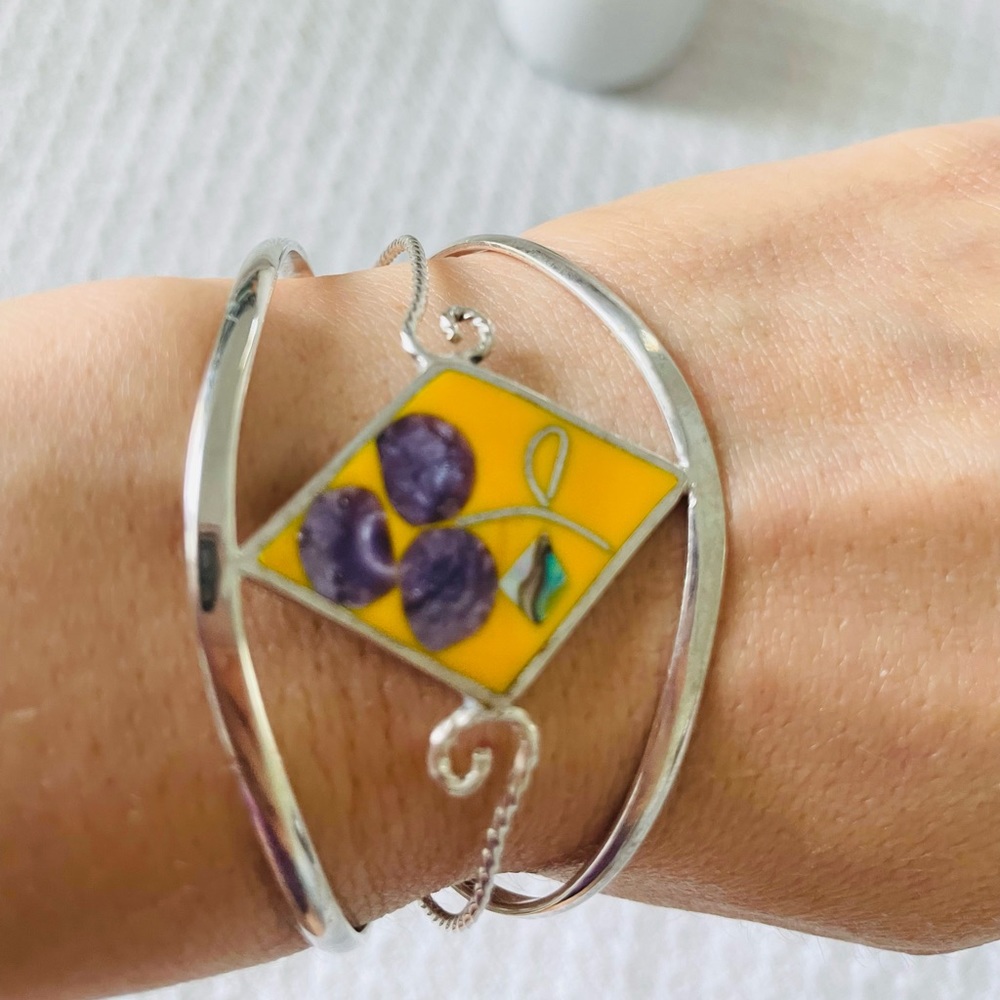 Silver 925 Mexico Purple flower bracelet
